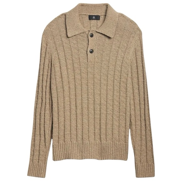 Banana Republic Palisades Cotton-Linen Textured Sweater Polo Size Large - Picture 1 of 11